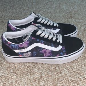 Vans Old Skool Warped Floral & Black Skate Shoes